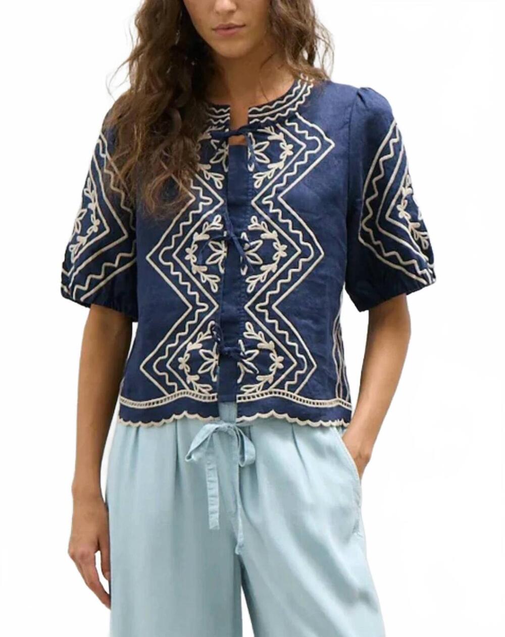 NEW MELISSA NEPTON nina boxy fit blouse in navy